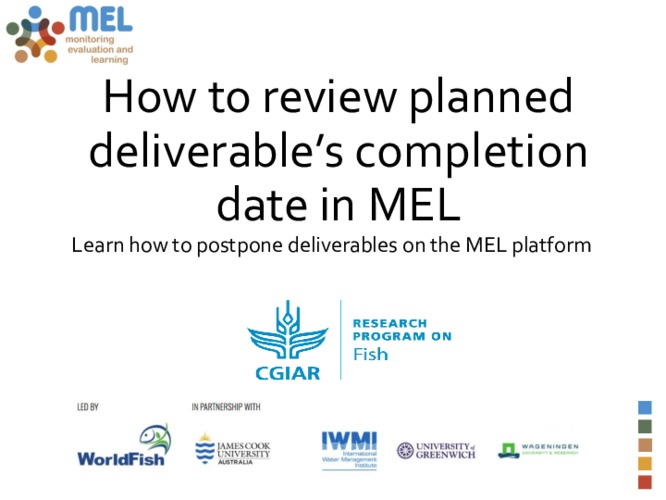 Illustrated guideline on how to review the completion date of a planned deliverable in MEL