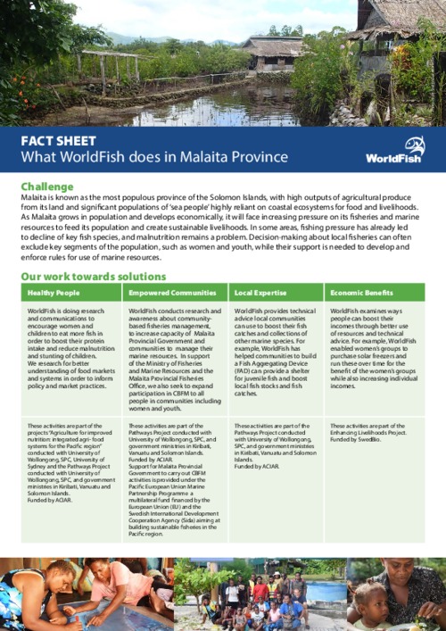 What WorldFish does in Malaita Province