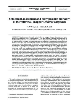 Settlement, movement and early juvenile mortality of  the yellowtail snapper Ocyurus chrysurus