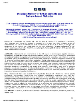 Strategic review of enhancements and culture-based fisheries