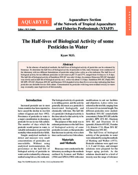 The half-lives of biological activity of some pesticides in water