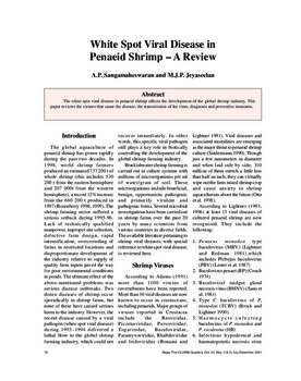 White spot viral disease in penaeid shrimp-a review