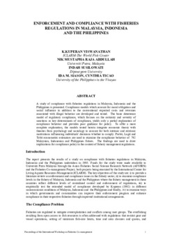 Enforcement and compliance with fisheries regulations in Malaysia, Indonesia and the Philippines