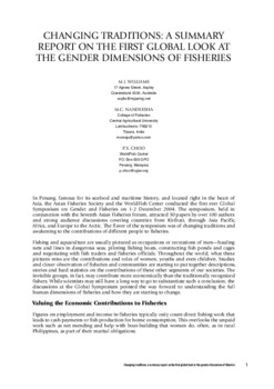 Changing traditions : a summary report on the first global look at the gender dimensions of fisheries