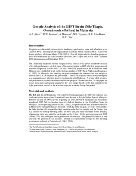 Genetic analysis of the GIFT strain (Nile Tilapia, Oreochromis niloticus) in Malaysia