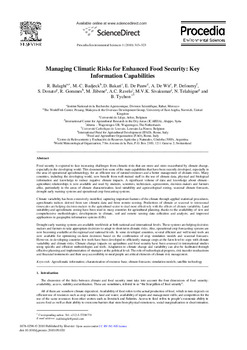 Managing climatic risks for enhanced food security: key information capabilities