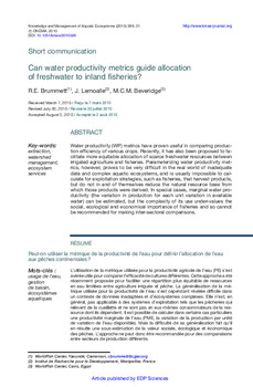 Can water productivity metrics guide allocation of freshwater to inland fisheries?