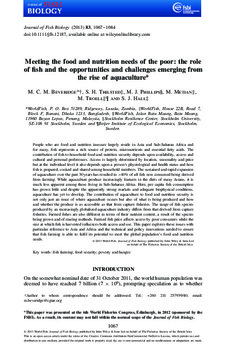 Meeting the food and nutrition needs of the poor: the role of fish and the opportunities and challenges emerging from the rise of aquaculture