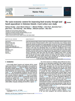 The socio-economic context for improving food security through land based aquaculture in Solomon Islands: A peri-urban case study