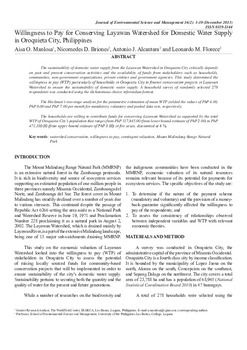 Willingness to pay for conserving Layawan watershed for domestic water supply  in Oroquieta City, Philippines