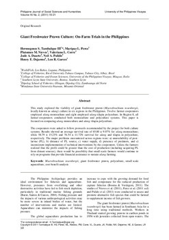 Giant freshwater prawn culture: Experiences from on-farm trials in the Philippines