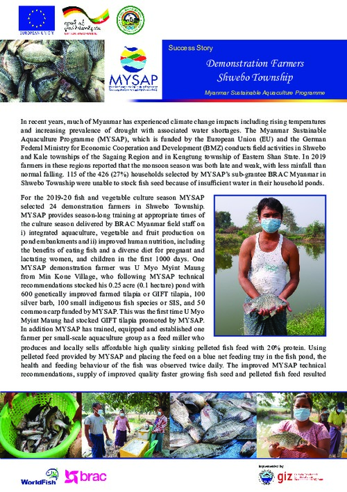 Success story: Demonstration farmers Shwebo Township (Myanmar Sustainable Aquaculture Programme)