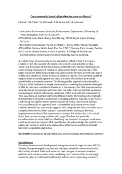 Can community-based adaptation increase resilience
