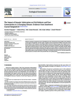 The Impact of aquatic salinization on fish habitats and poor communities in a changing climate: Evidence from southwest coastal Bangladesh