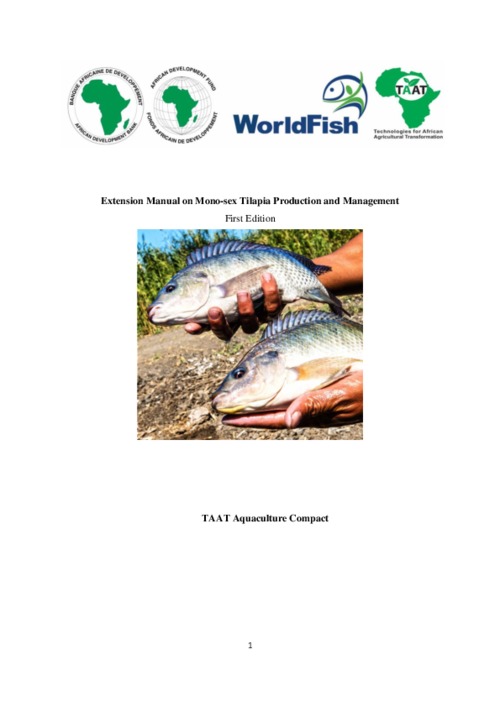 Extension manual on mono sex tilapia production and management