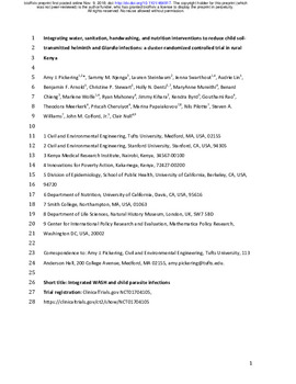 Integrating water, sanitation, handwashing, and nutrition interventions to reduce child soil-transmitted helminth and Giardia infections: a cluster-randomized controlled trial in rural Kenya
