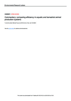 Commentary: comparing efficiency in aquatic and terrestrial animal production systems