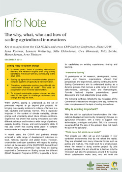 The why, what, who and how of scaling agricultural innovations: Key messages from the CCAFS SEA and cross-CRP Scaling Conference, Hanoi 2018