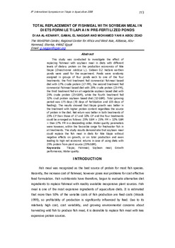 Total replacement of fishmeal with soybean meal in diets for Nile tilapia in pre-fertilized ponds