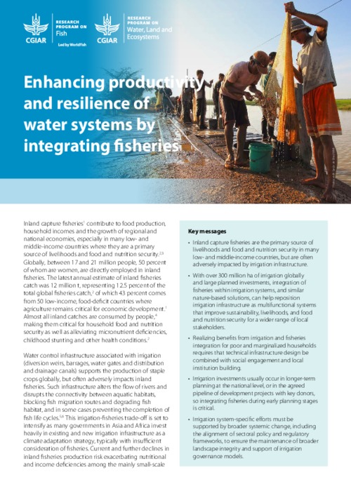 Enhancing productivity and resilience of water systems by integrating fisheries