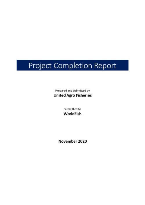 Project Completion Report On Strengthening quality Carp Pituitary Gland (CPG) production domestically