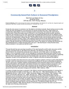 Community-Based Fish Culture in Seasonal Floodplains