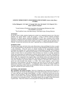 Genetic improvement and dissemination of rohu (labeo rohita, Ham.) in India