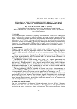 Estimation of genetic change in the GIFT strain by comparing contemporary progeny produced by males born in 1991 or 2003