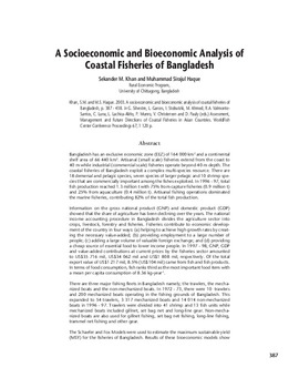 A socioeconomic and bioeconomic analysis of coastal fisheries of Bangladesh