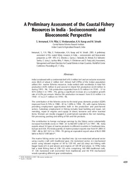 A preliminary assessment of the coastal fishery resources in India: socioeconomic and bioeconomic perspective