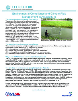 Environmental compliance and climate risk management in aquaculture