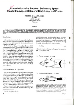 Interrelationships between swimming speed, caudal fin aspect ratio and body length of fishes