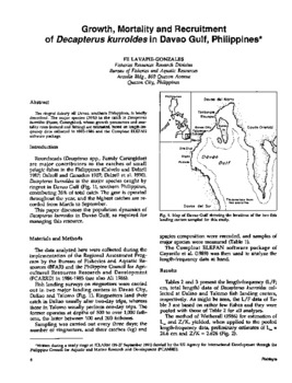 Growth, mortality and recruitment of Decapterus kurroides in Davao Gulf, Philippines