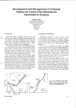 Development and management of artisanal fishery for yellow clam Mesodesma mactroides in Uruguay