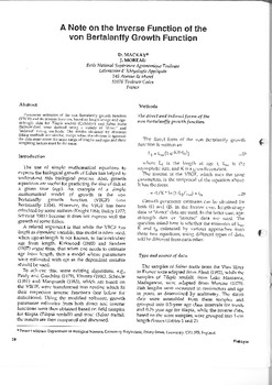 A note on the inverse function of the von Bertalanffy growth function