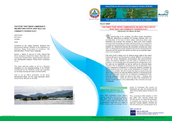 Factors that drive Cambodia's inland fish catch: what role can community fisheries play?