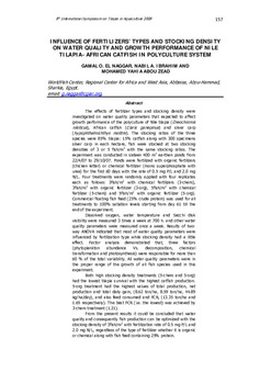 Influence of fertilizers' types and stocking density on water quality and growth performance on Nile tilapia African catfish in polyculture system