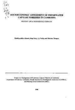 Socioeconomic assessment of freshwater capture fisheries in Cambodia: report on a household survey