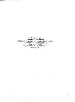 Proceedings of the Technical Workshop ASEAN-US Coastal Resources Management Indonesia In-Country Project, 7-9 March 1988, Sky Garden Hotel, Semarang, Indonesia