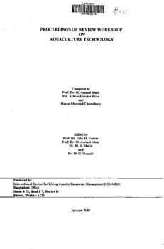 Proceedings of review workshop on aquaculture technology