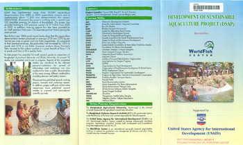 Development of sustainable aquaculture project (DSAP).