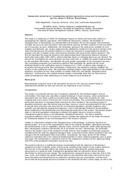 Seasonality dynamics for investigating wetland-agriculture nexus and its ecosystems service values in Chibuto, Mozambique