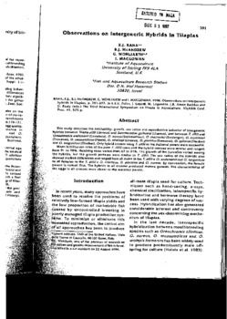 Observations on intergeneric hybrids in tilapias