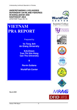 Understanding livelihoods dependent on inland fisheries in Bangladesh and Southeast Asia: Vietnam PRA report
