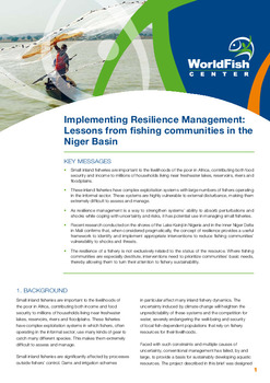 Implementing resilience management: lessons from fishing communities in the Niger basin