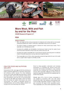 More meat, milk and fish by and for the poor --- CGIAR Research Program 3.7 - Fish