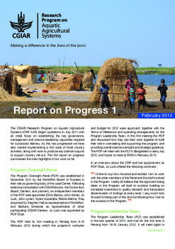 Report on progress 1