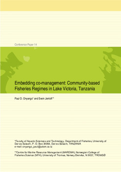 Embedding co-management: community-based fisheries resource management regime in Lake Victoria, Tanzania