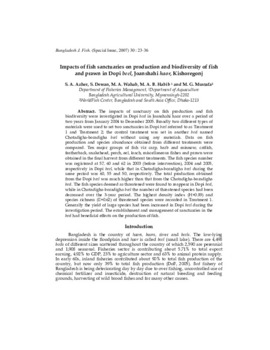 Impacts of fish sanctuaries on production and biodiversity of fish and prawn in Dopi beel, Joanshahi haor, Kishoregonj.