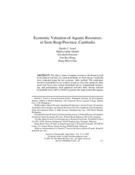 Economic valuation of aquatic resources in Siem Reap Province, Cambodia